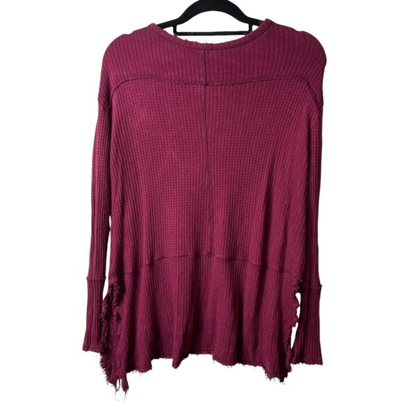 Free people red sunset park v neck thermal top women’s size XS‎ oversized - Picture 2 of 7